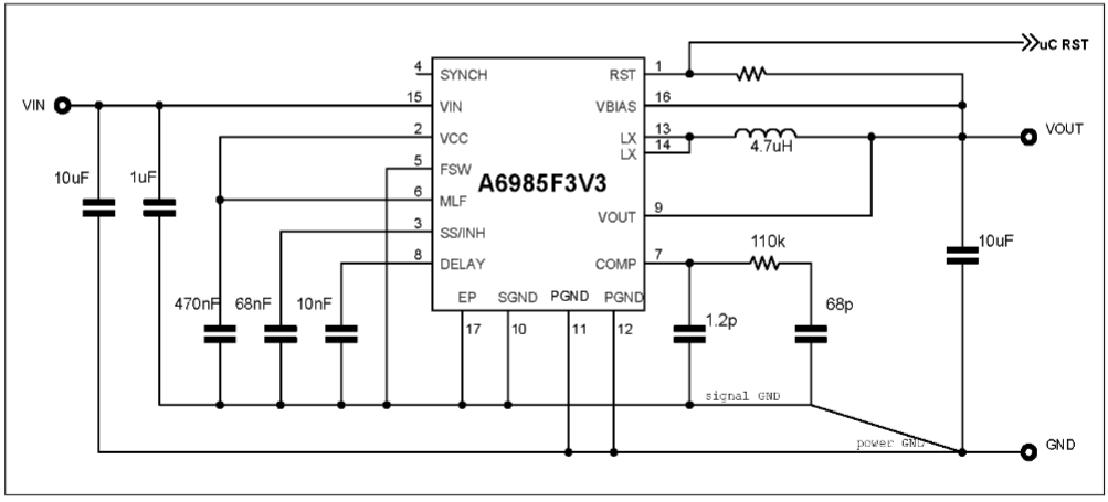Application Circuit Diagram - STMicroelectronics A6985F Synchronous Step-Down Switching Regulators